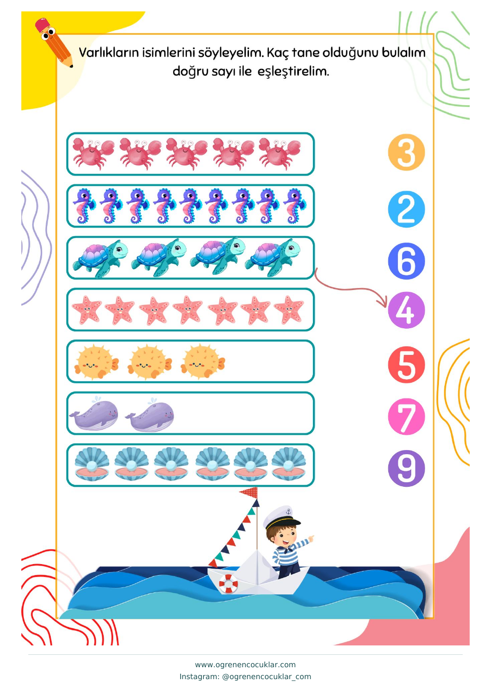 Nesneleri say — Gülseren Çınar çalışma sayfası